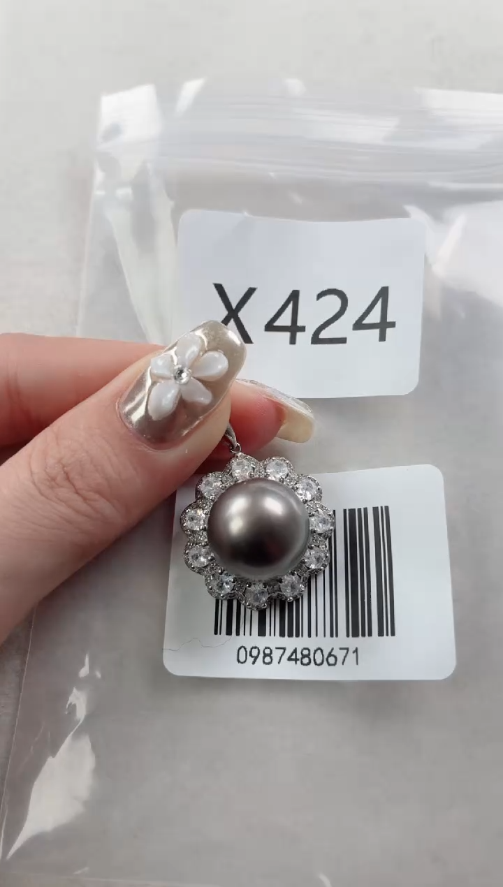 银S925镶嵌吊坠海水珍珠X424