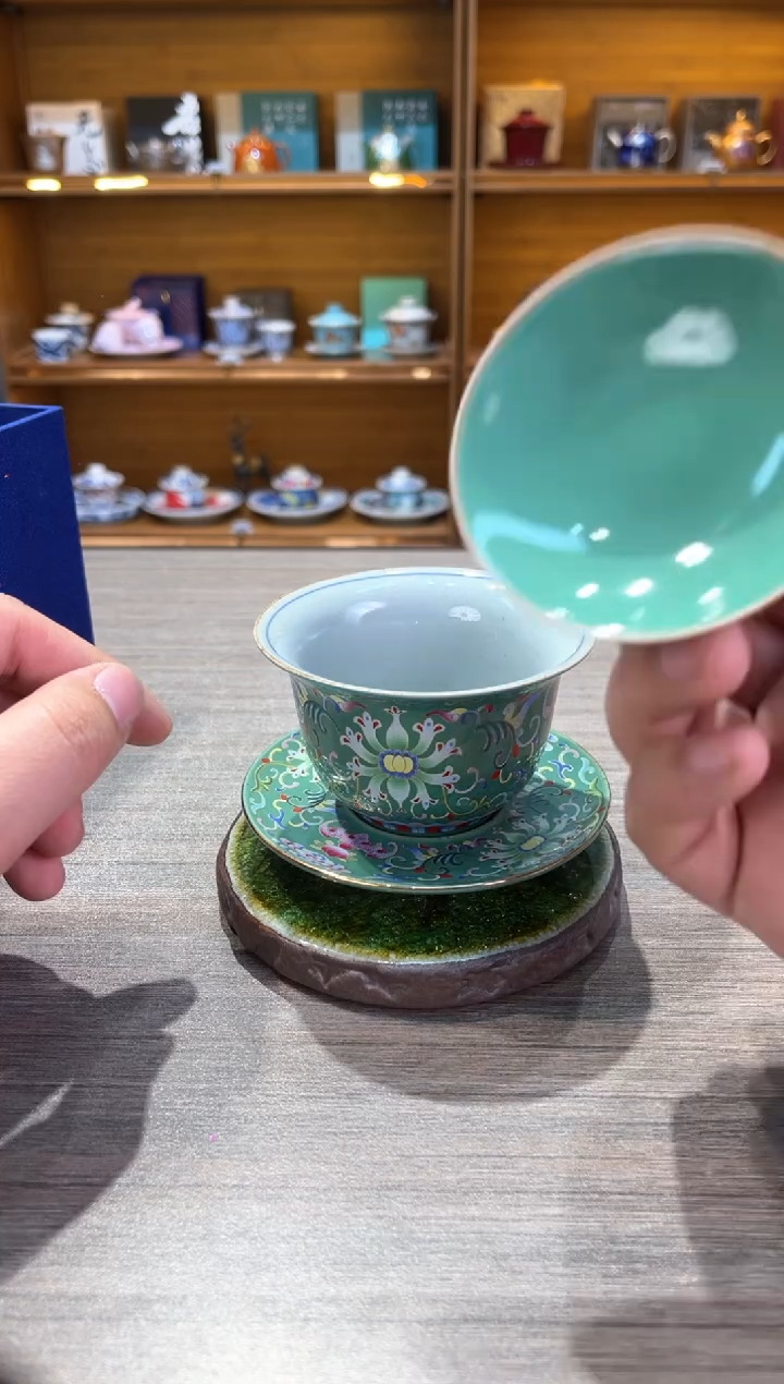 【闪购商品】深绿缠盖碗茶具茶具