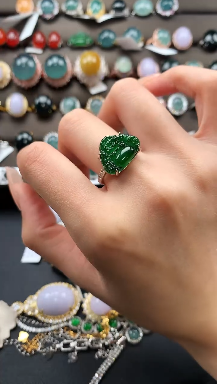 【闪购商品】翡翠戒指银S925镶嵌3473465