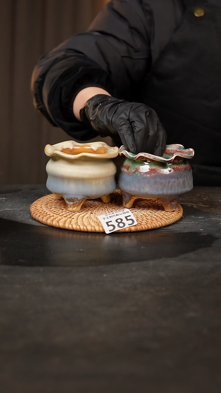 【闪购商品】瓷片585泥泥手工花盆口7-8高7-8