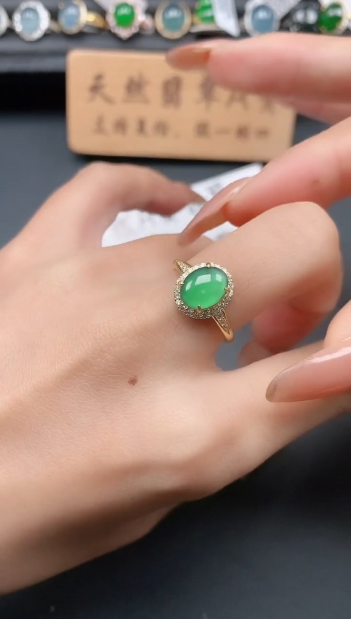 银S925镶嵌戒指翡翠11