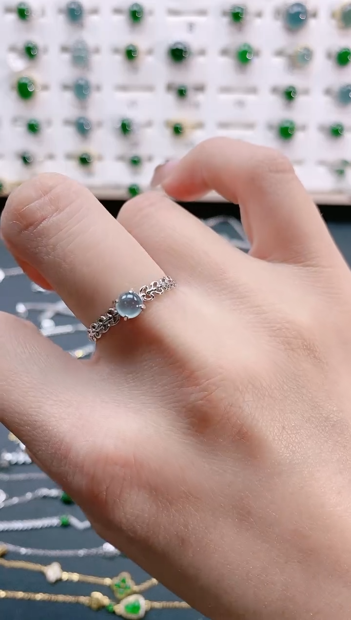 【闪购商品】翡翠戒指银S925镶嵌天然翡翠