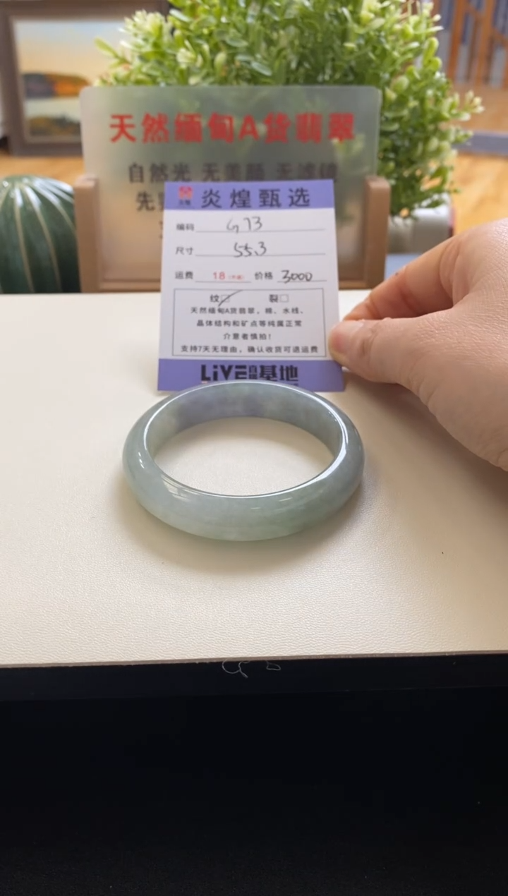未镶嵌手镯翡翠圈口55.3编码g73