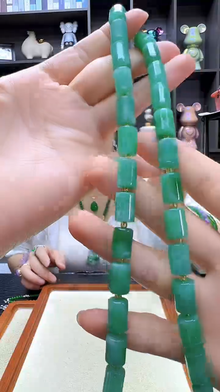 翡翠14K金镶嵌颈饰沉白diy劲饰