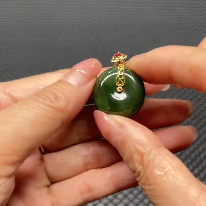 【新疆和田玉老郑】18K和田玉平安扣挂件 多样性发一件不带链 2044