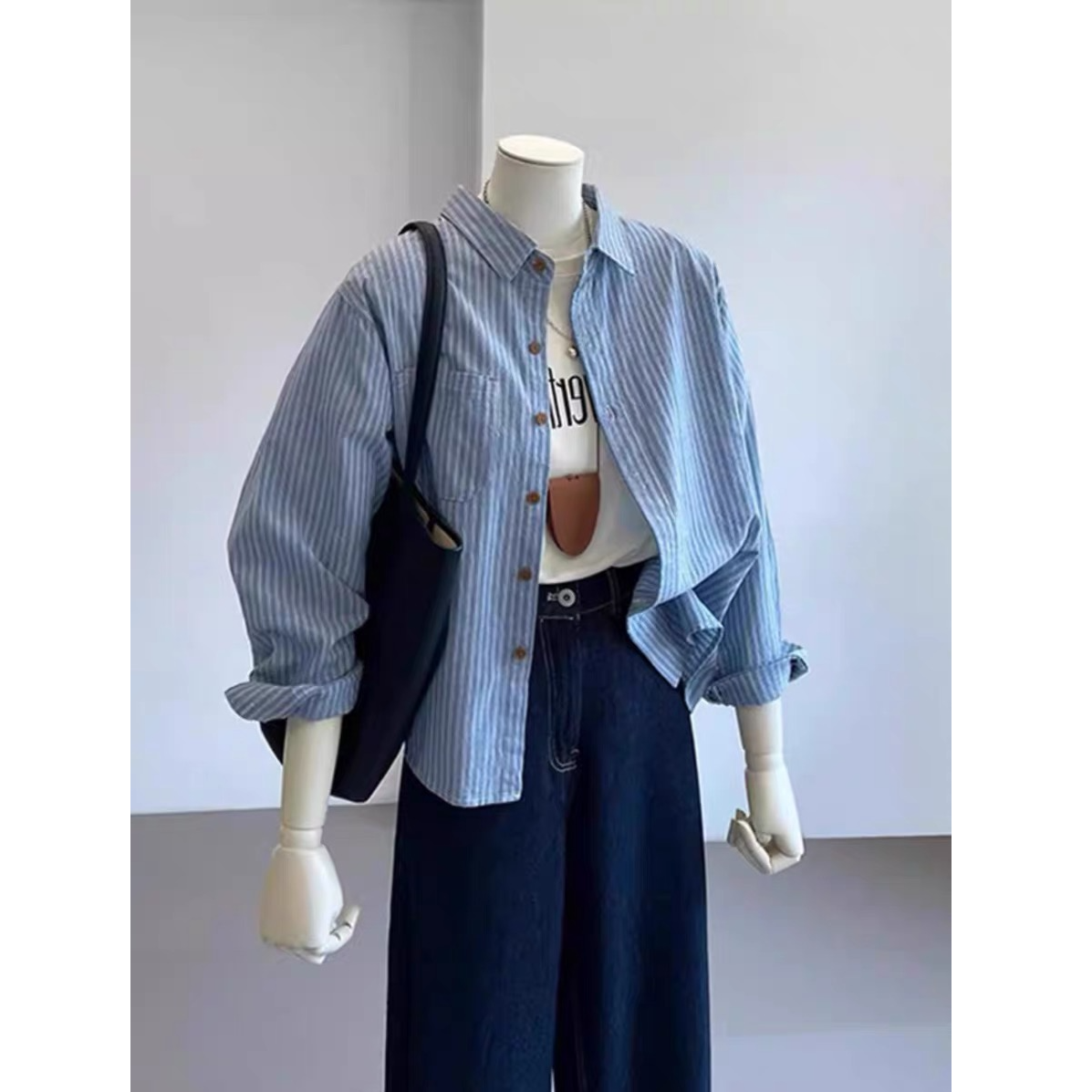 衬衣女2025秋季新款高级感轻奢减龄洋气复古港风穿搭宽松条纹衬衫