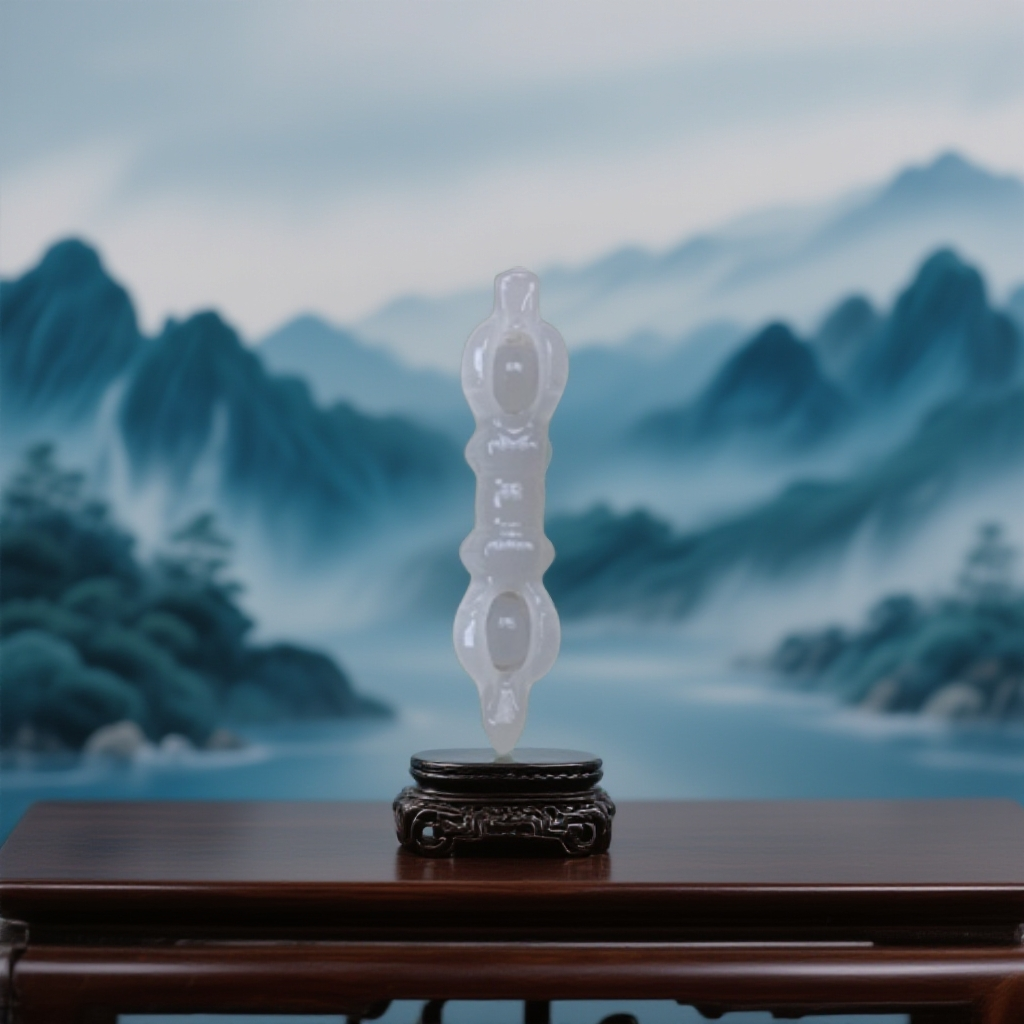 【和田玉·青海料·金刚降魔杵】抖音基地鉴真发（约11克长6宽厚1.6cm)