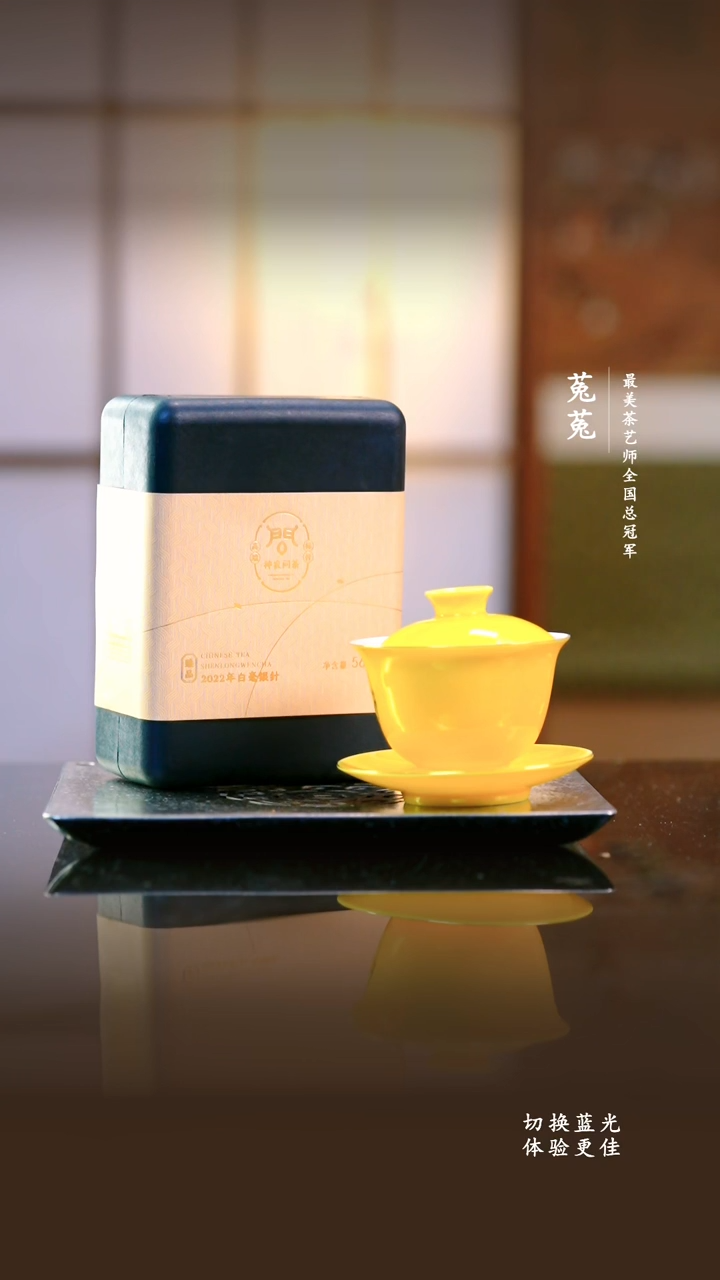 A神农问茶-2022年白毫银针大黑盒56g+明黄盖碗