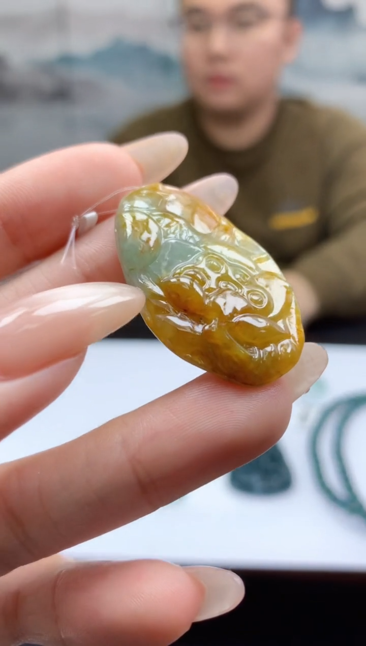 【闪购商品】定制翡翠未镶嵌005ee-毛货莲蓬38赠金扣