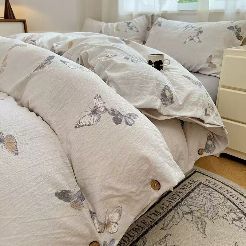 King Deer/鹿王2号链接子母被配套四件套碎花复古单被罩床上用品