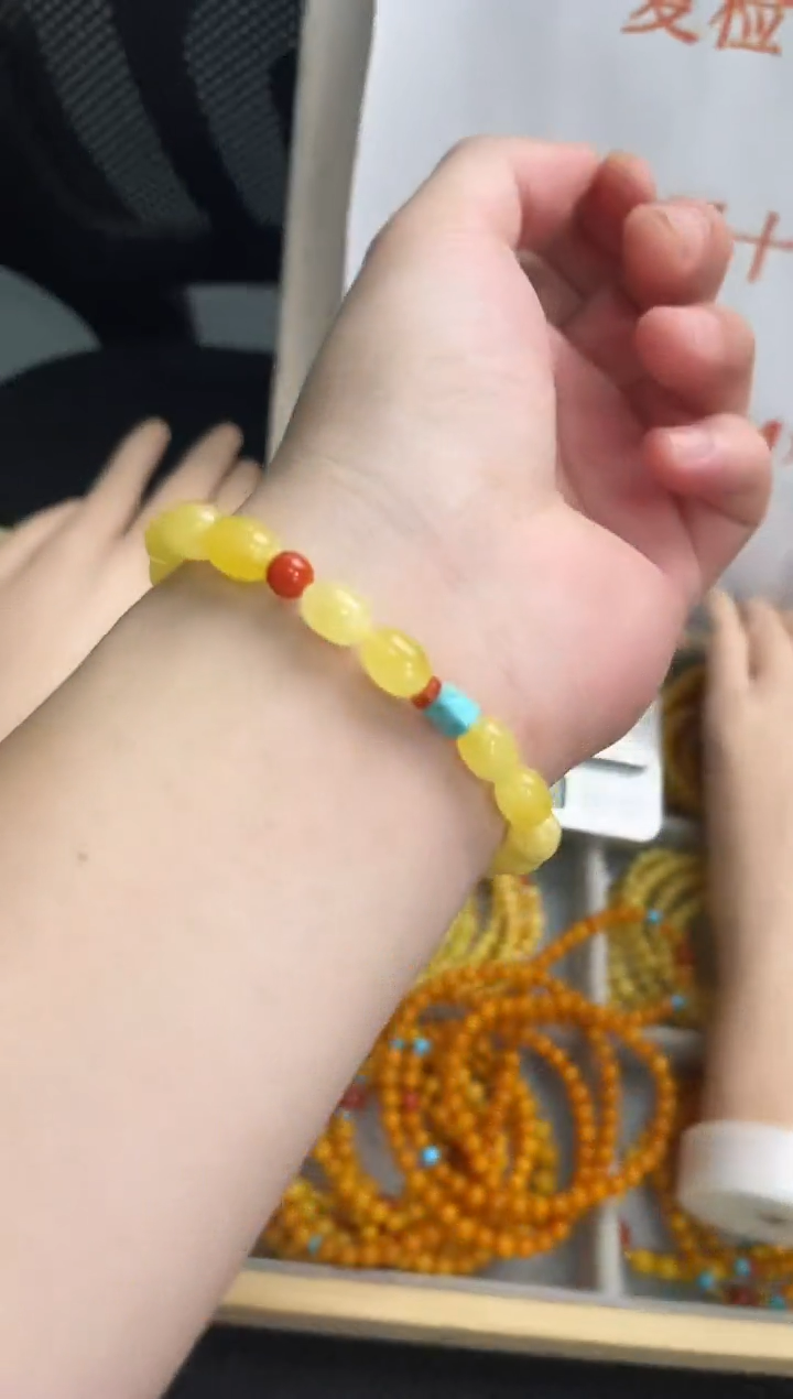 未镶嵌蜜蜡手链蜜蜡单圈手串QF-A408（多样性发一）