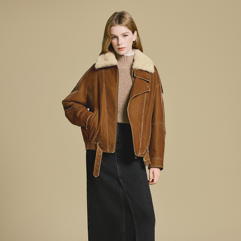 PSALTER诗篇 2025冬季新款植绒羊毛毛领鹅绒服6C35508410