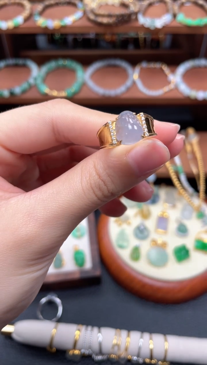 【闪购商品】翡翠戒指18K金镶嵌一个  JK439