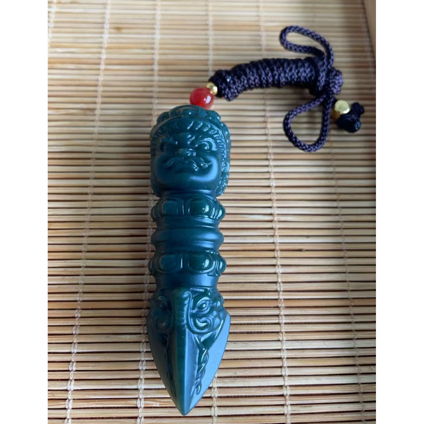 和田玉青玉降魔杵吊坠