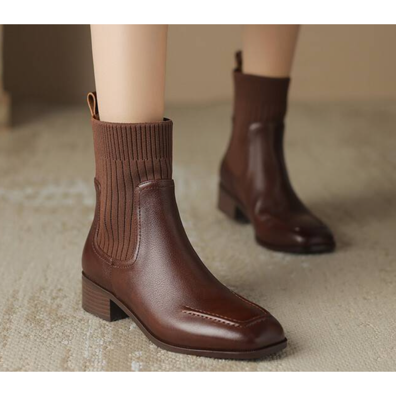 李大龙~3.5公分头层牛皮/休闲百搭瘦瘦靴2723