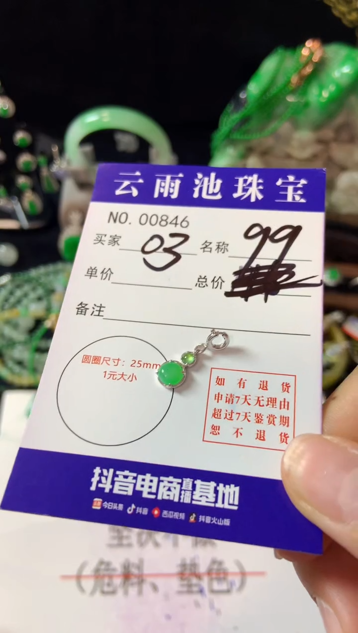 【闪购商品】翡翠颈饰银S925镶嵌翡翠