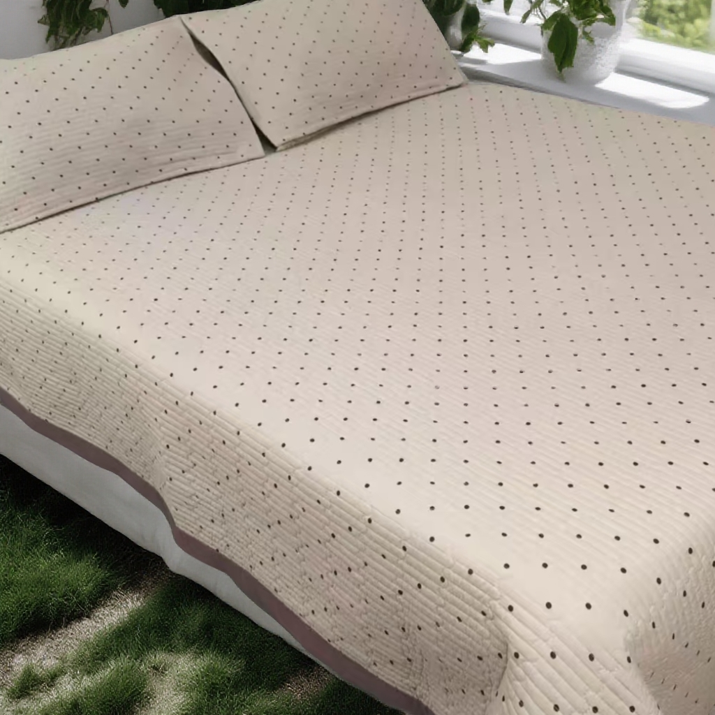 【紫色波点】原棉软凉席通用四季亲肤水洗棉床盖