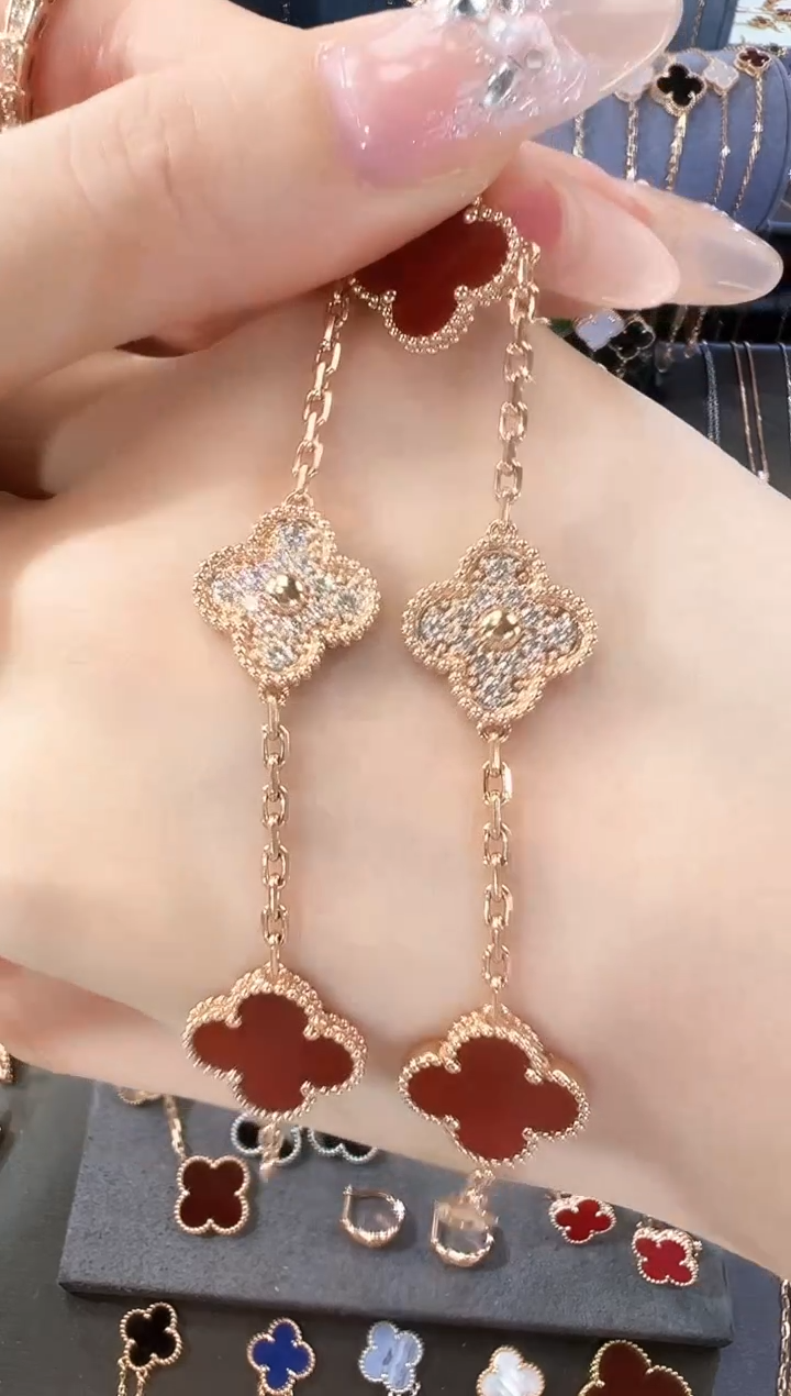 【闪购商品】玛瑙/玉髓手链18K金镶嵌18K红间钻手链