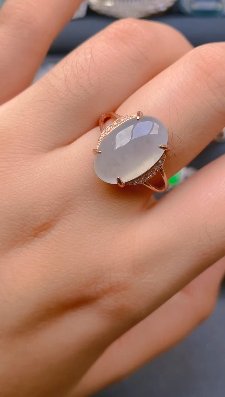 【闪购商品】翡翠戒指银S925镶嵌天然A货翡翠1