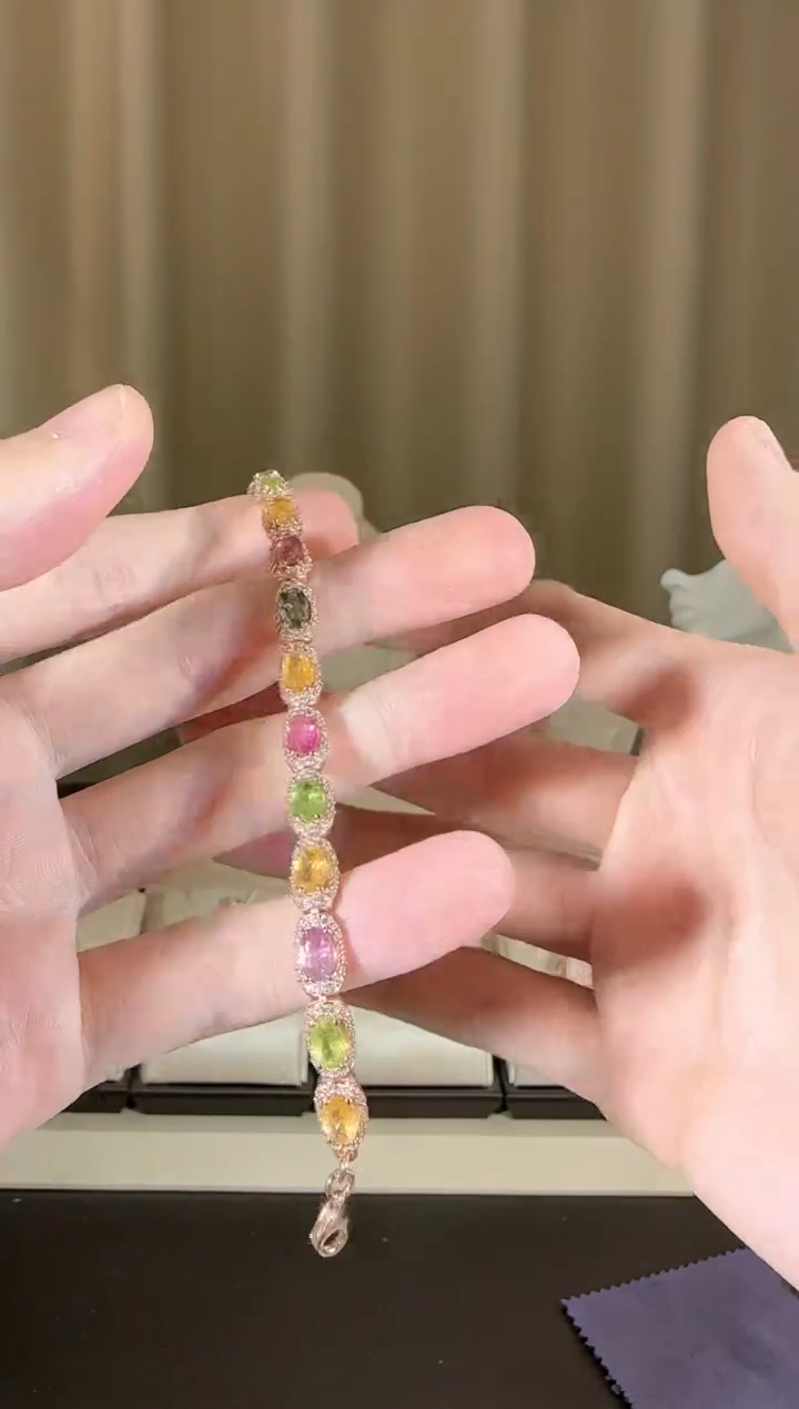 【闪购商品】碧玺手链银S925镶嵌设计款