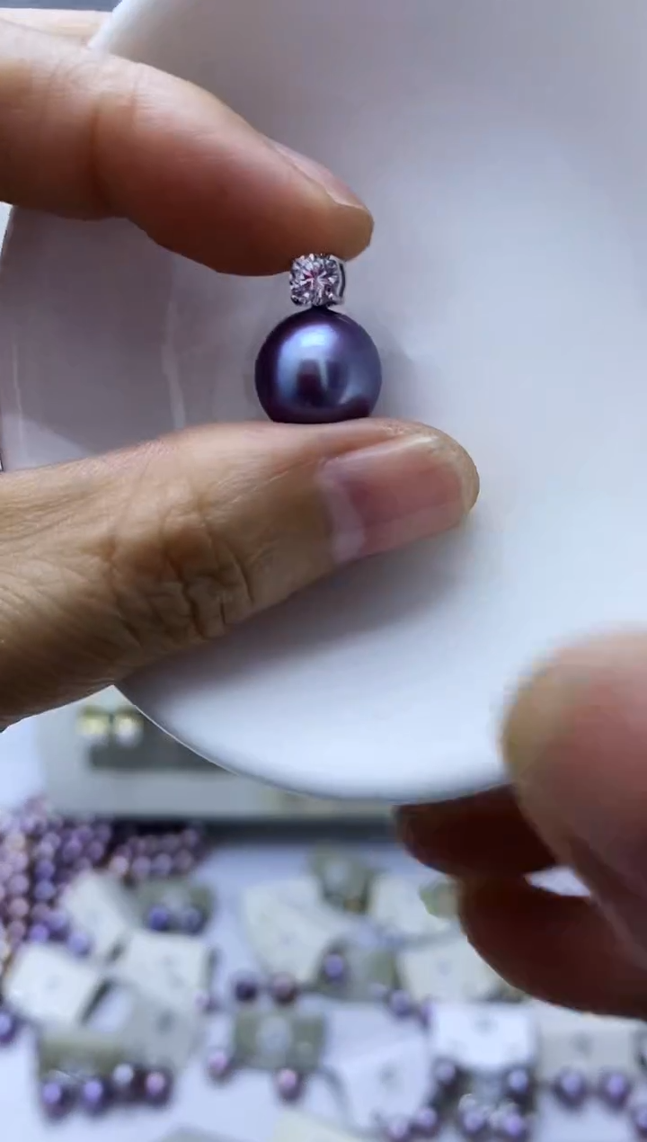 淡水珍珠银S925镶嵌颈饰吊坠