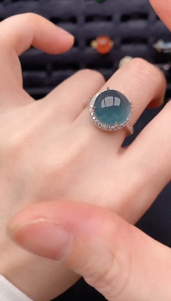 银S925镶嵌戒指翡翠天然a货翡翠314