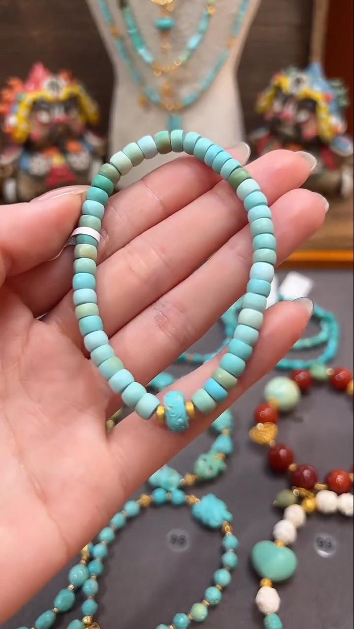 18K金镶嵌绿松石手链绿松石手链