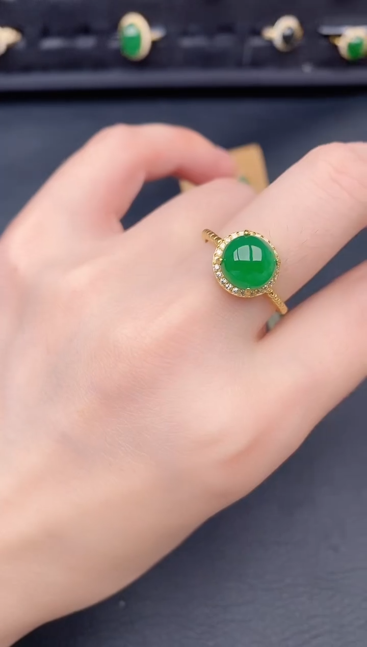银S925镶嵌戒指翡翠天然a货翡翠283