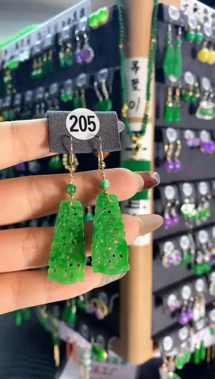 【闪购商品】翡翠耳饰银S925镶嵌205..