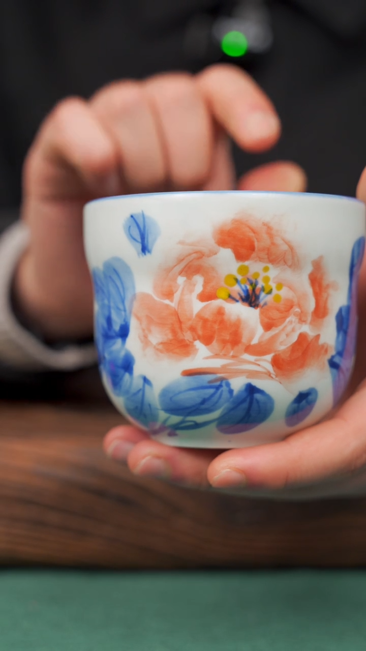 【闪购商品】瓷片50寻一缕瓷香杯釉下手工手绘瓷器