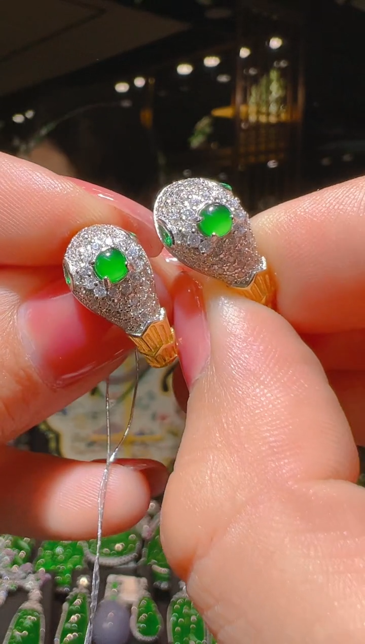 【闪购商品】翡翠耳饰银S925镶嵌041（多样性发货）