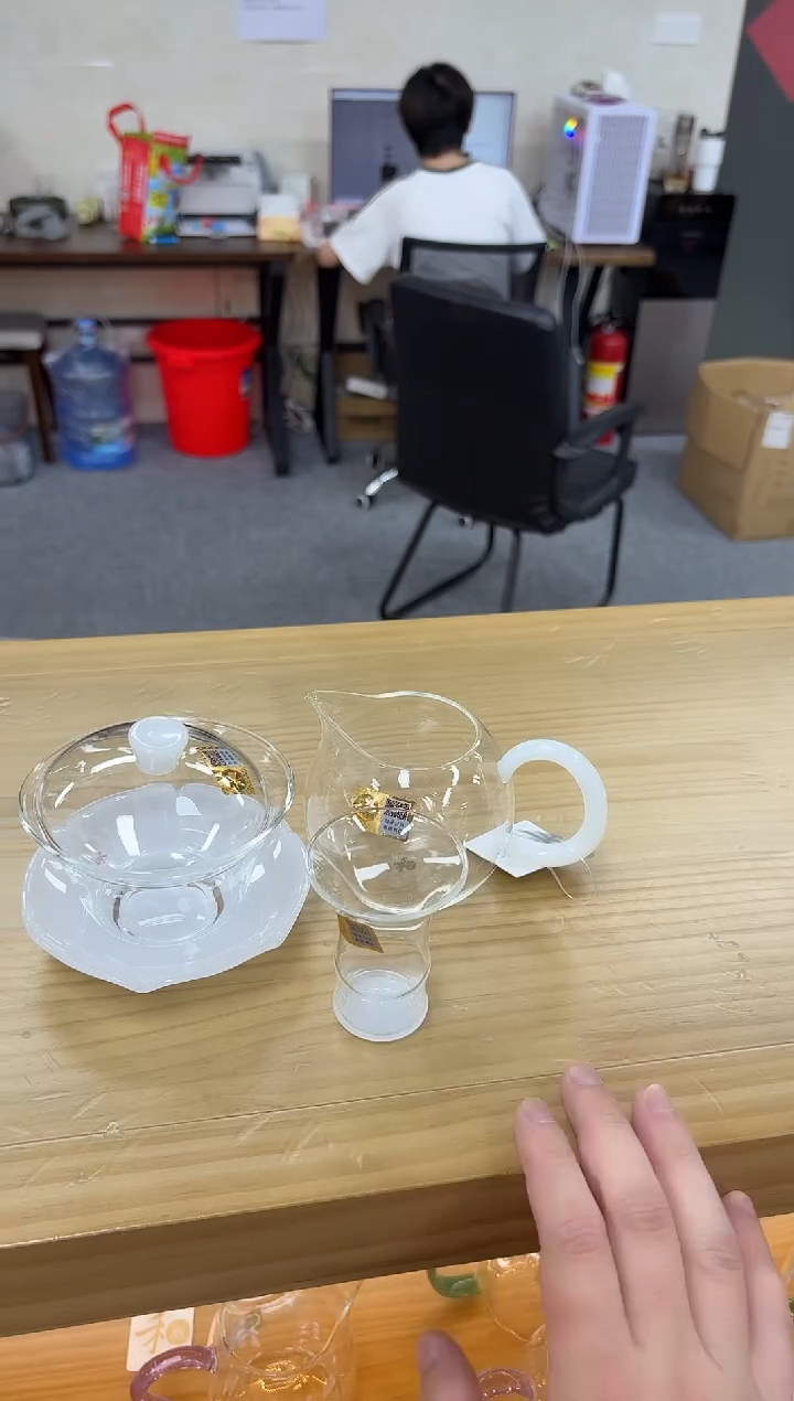 禾器畅然白玉+禾器荷叶盖碗白玉+禾器君悦单杯-白玉