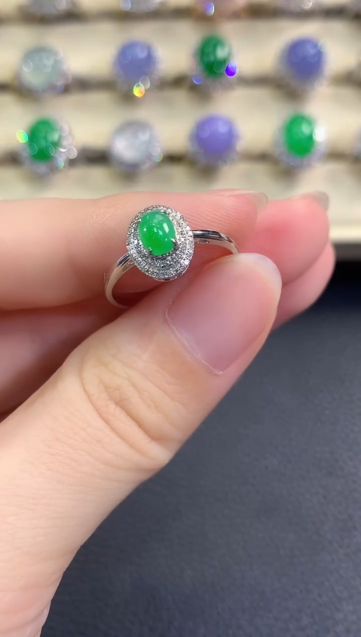 翡翠戒指18K金镶嵌春日珠宝 B12多样性一件发