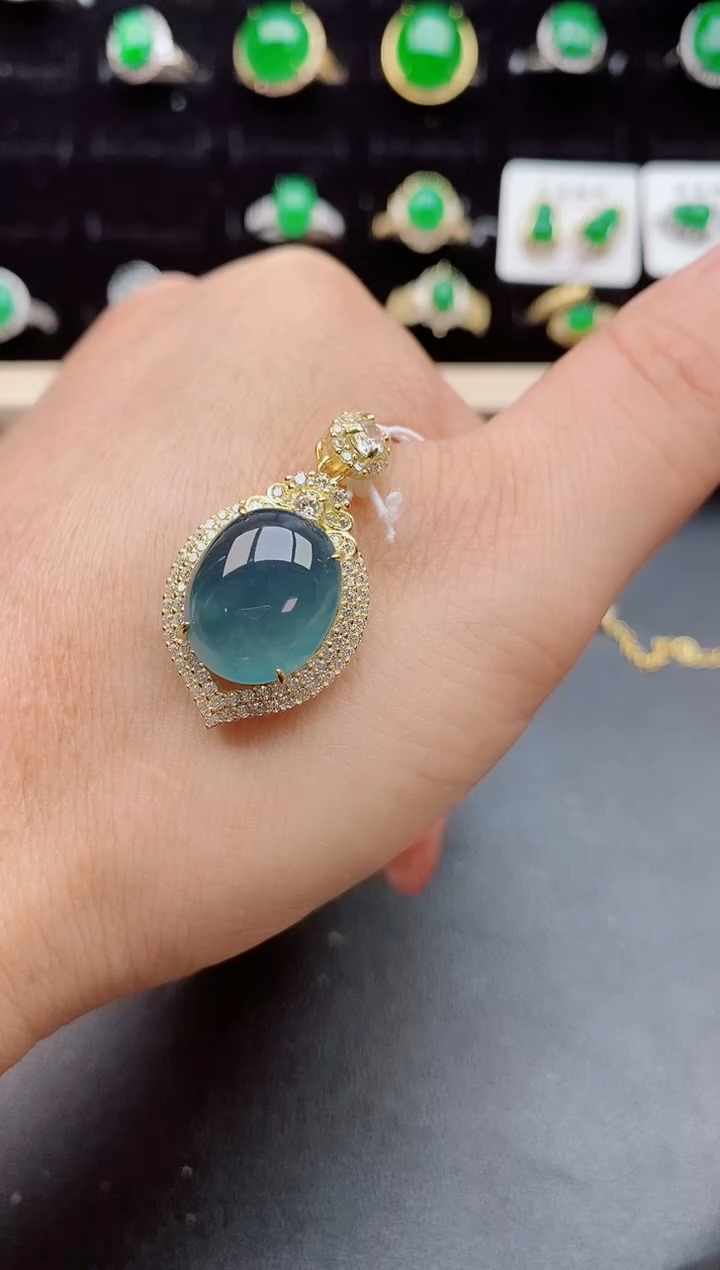 【闪购商品】翡翠吊坠(赠链)银S925镶嵌508505