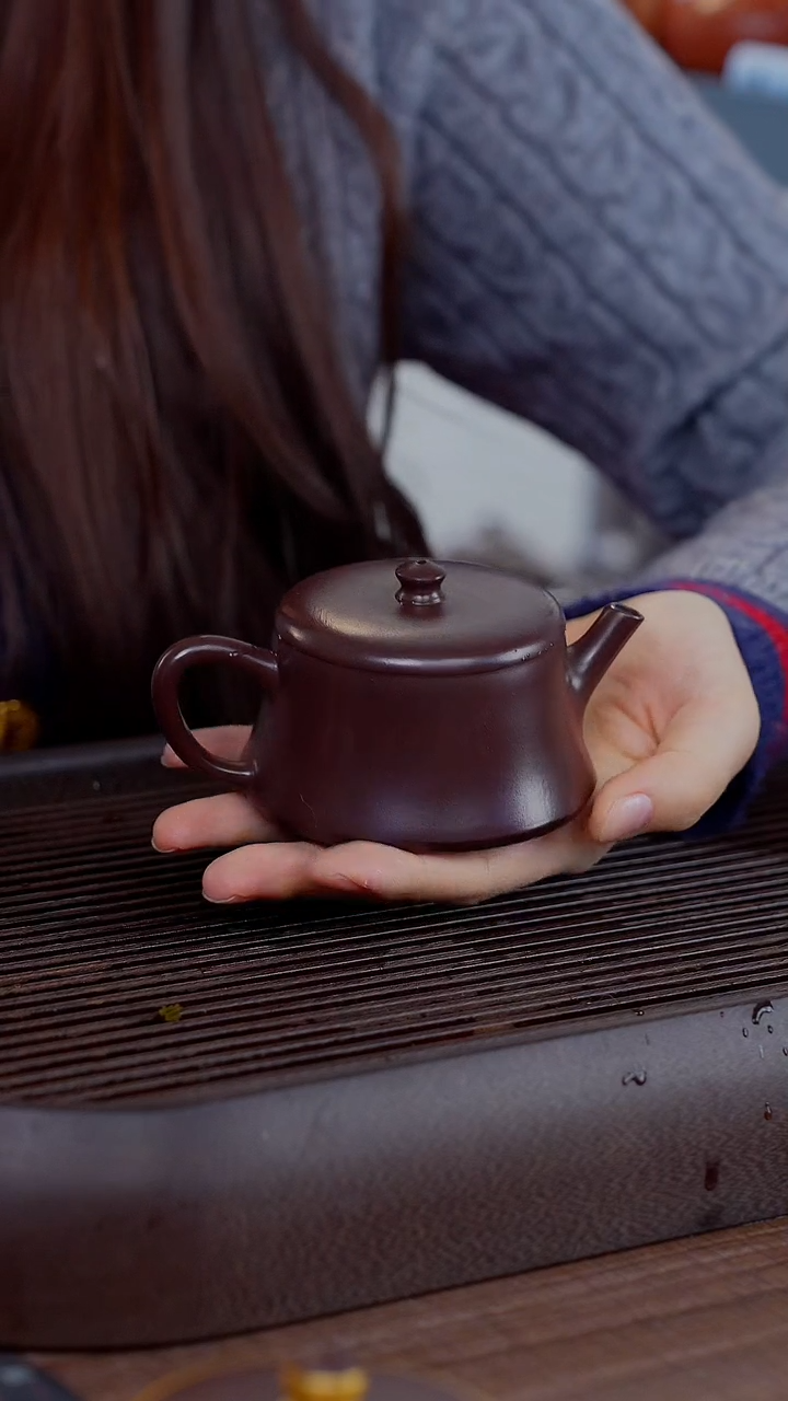 【闪购商品】紫砂茶壶云柱汉瓦紫泥光素紫砂壶