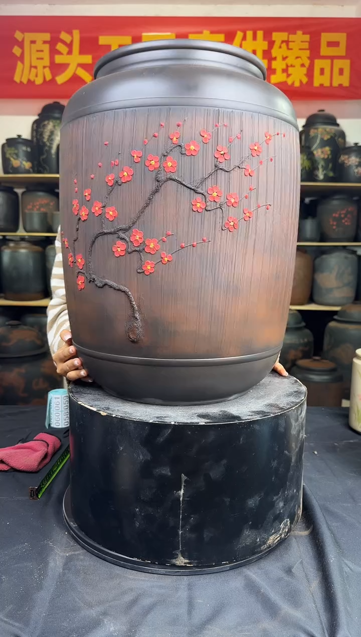 罐建水紫陶梅花常规三号水缸