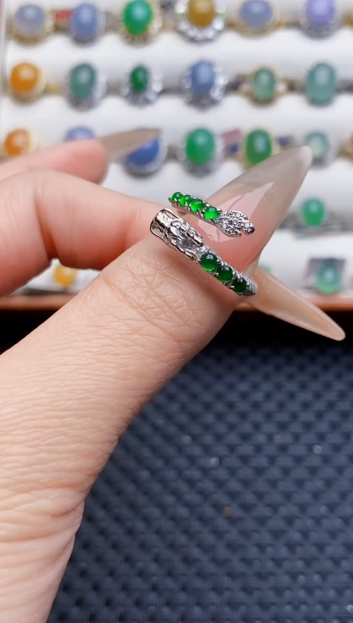 银S925镶嵌戒指翡翠6638