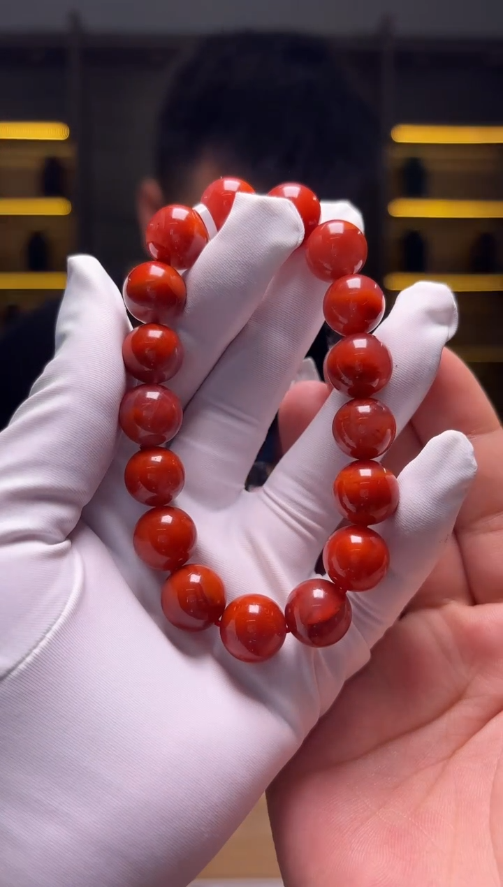 南红玛瑙12mm未镶嵌瓦西圆珠单圈