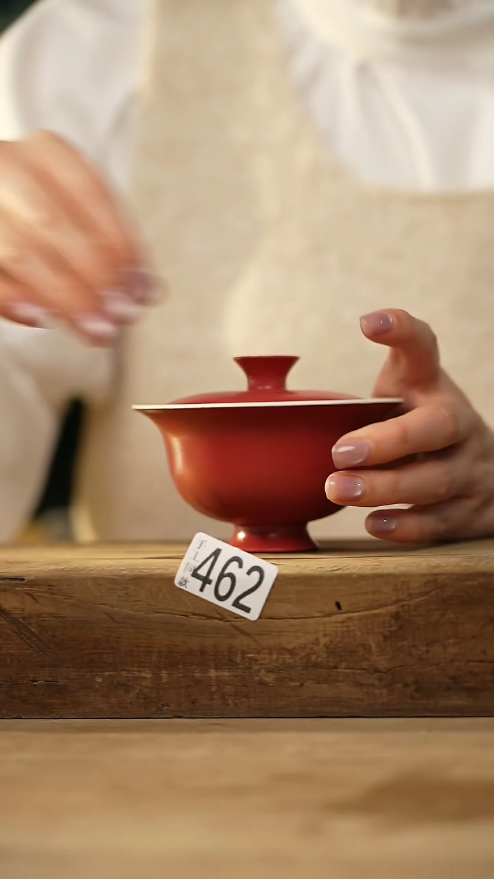 【闪购商品】瓷片宫墙红 盖碗/设计师 牧渔 款