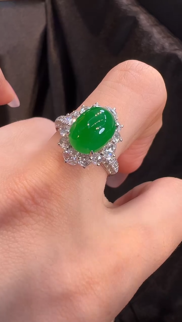 【闪购商品】翡翠戒指18K金镶嵌戒指