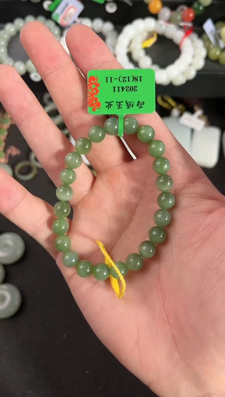 【闪购商品】和田玉手串未镶嵌俄碧猫眼手串卡8微色差