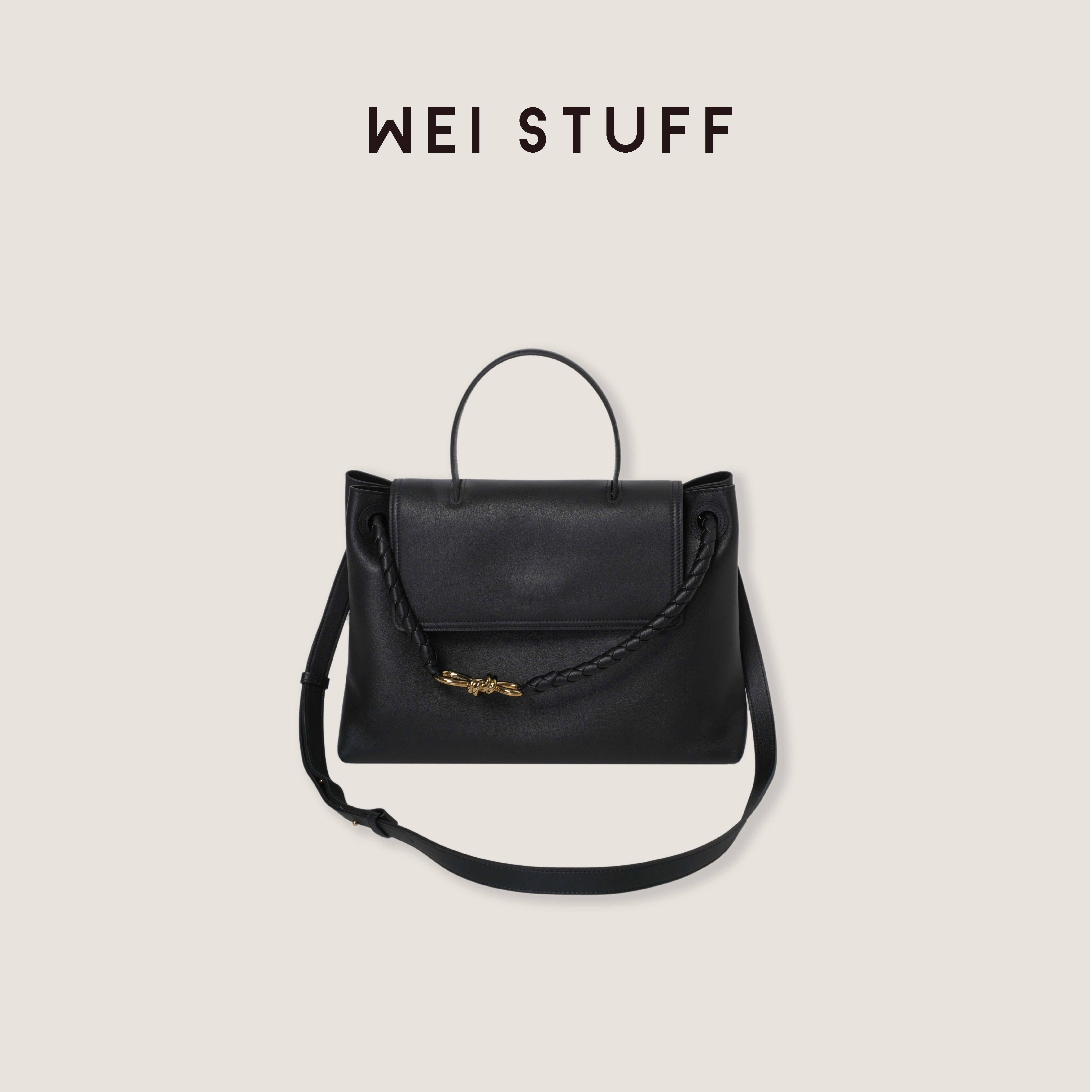 WEI STUFF “老钱风”真皮编织质感大容量托特包 9367 .    
