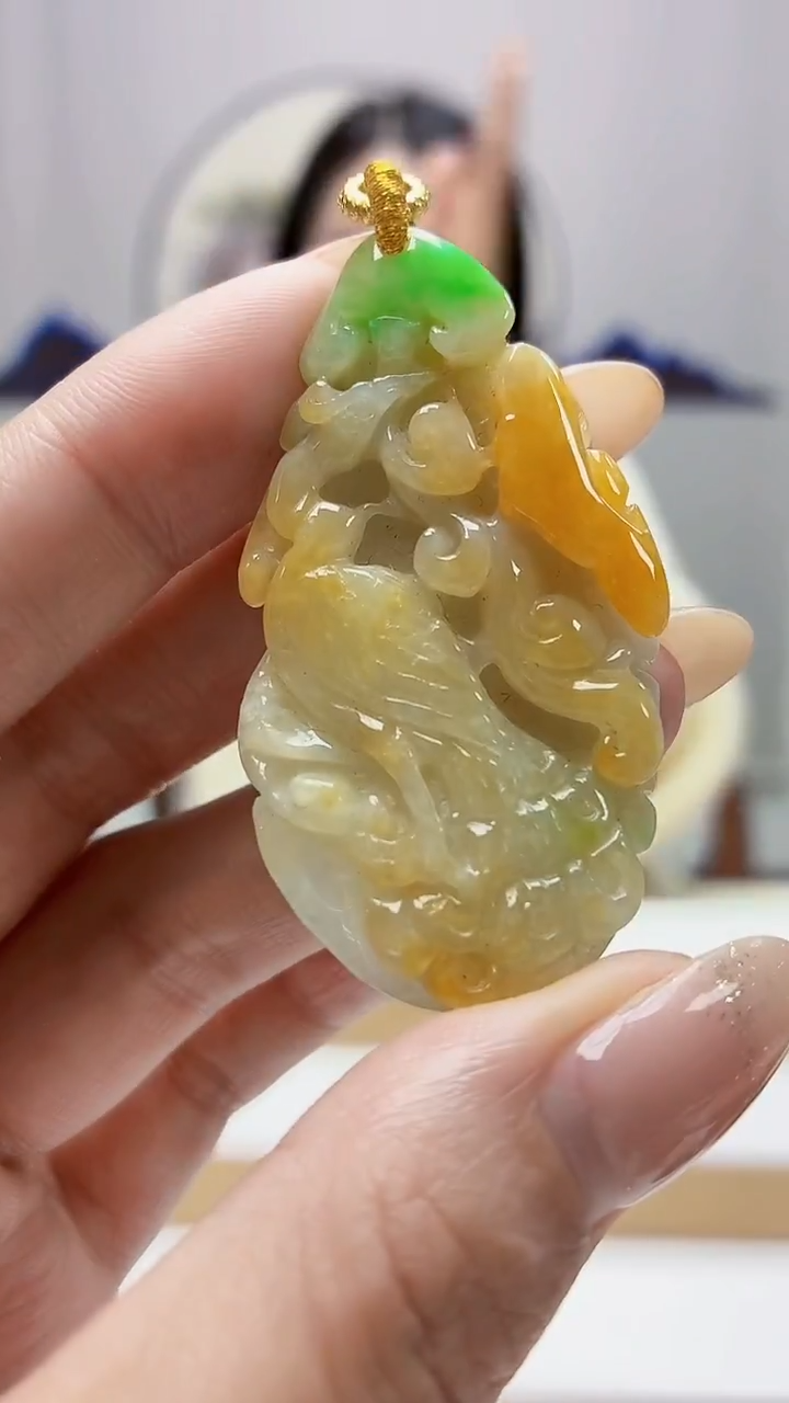 未镶嵌定制翡翠3495MM-毛货挂件15