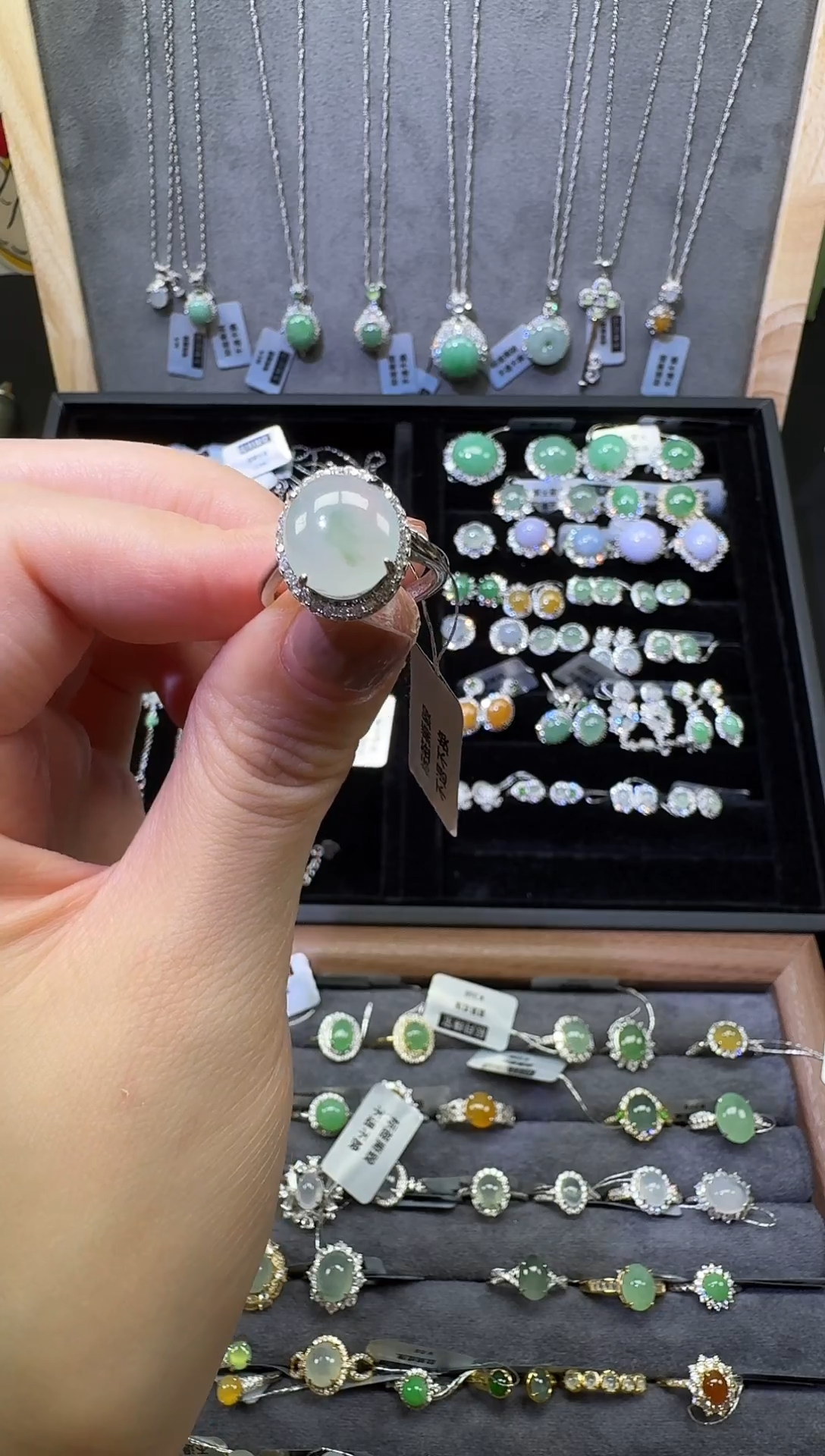 银S925镶嵌戒指翡翠翡翠戒指155