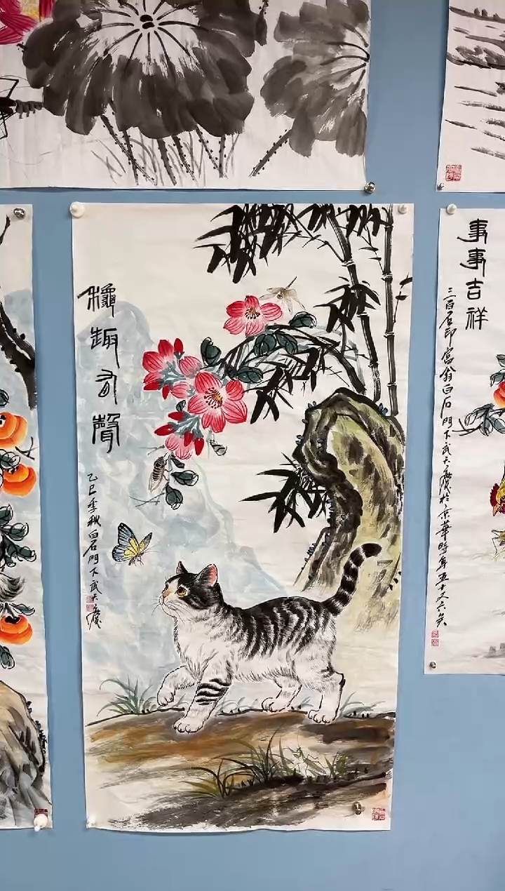 国画旭****件武天庆国画猫图