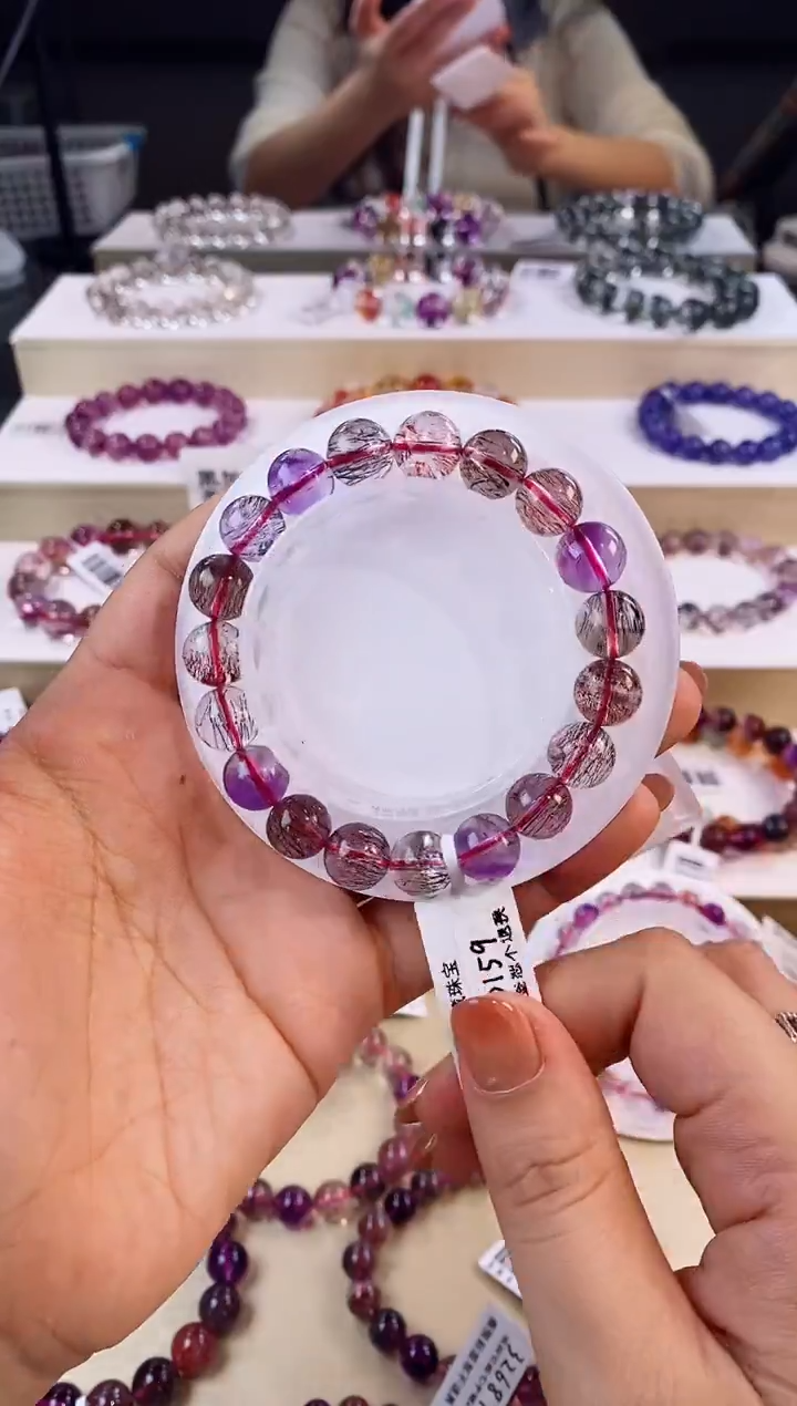 未镶嵌手串水晶黑加仑超七单圈10m+