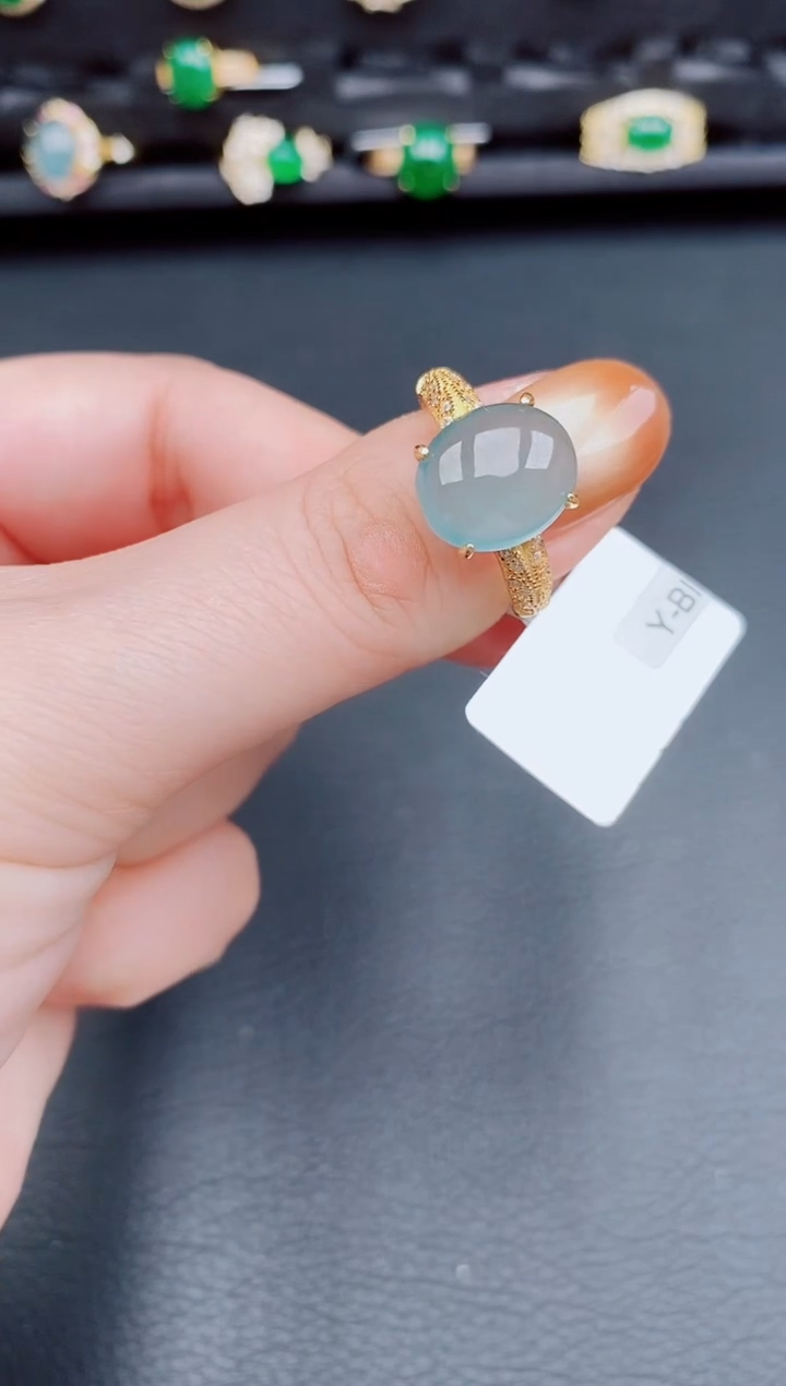 【闪购商品】翡翠戒指银S925镶嵌天然a货翡翠233