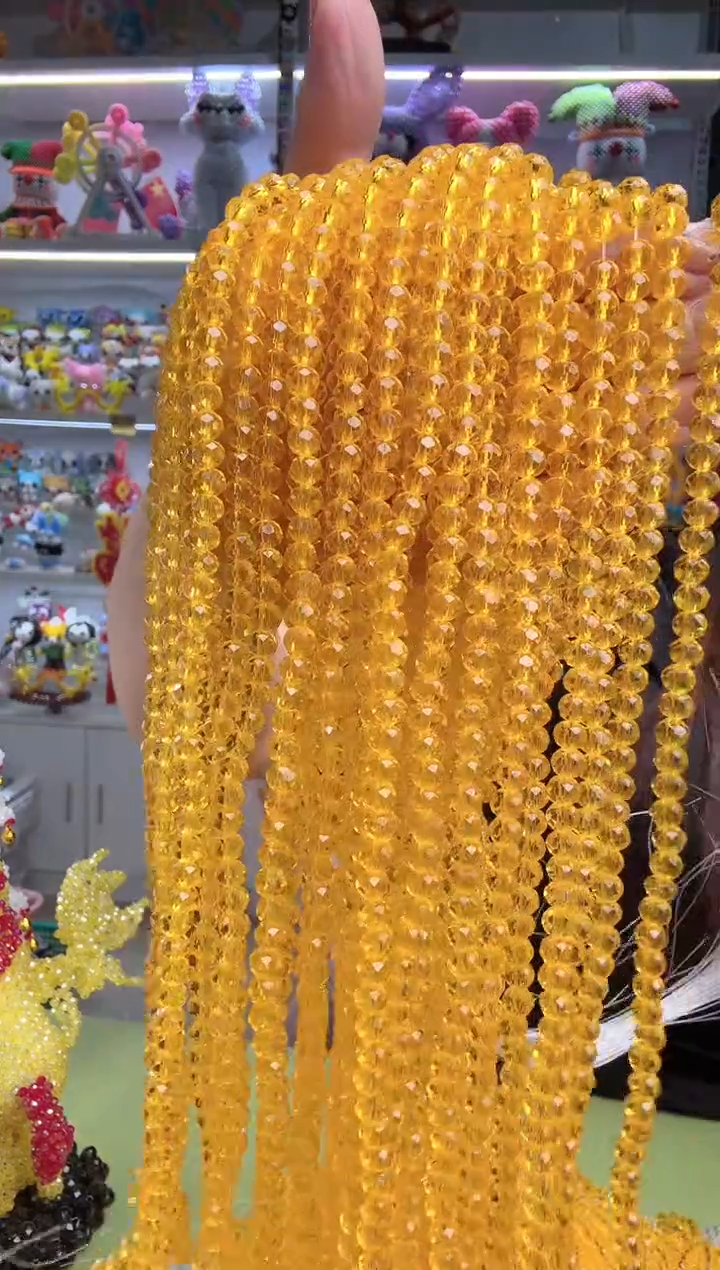 玻璃2757卡6水晶扁10条本色透金黄