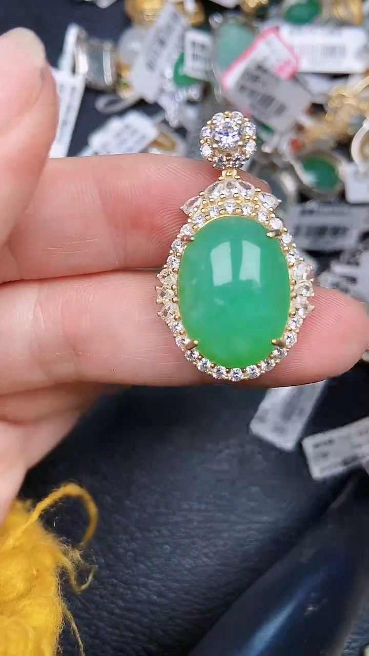 颈饰银S925镶嵌翡翠080