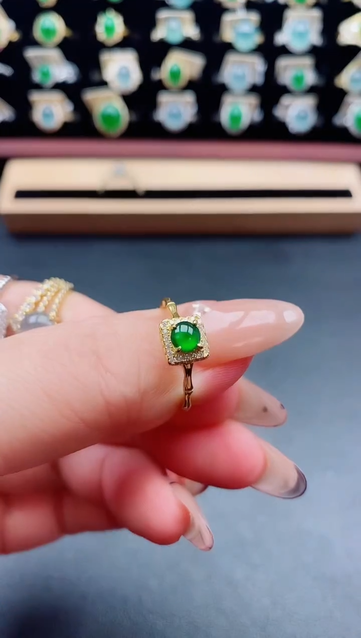 银S925镶嵌戒指翡翠1